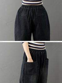 Cotton Vintage Gray-black Harem Jean Pants