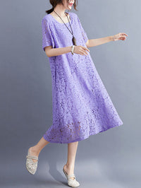 Fashion Embroidered Hollow Solid Dress