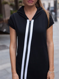 Fashion Stripes Zipper Hooded Jumpsuits