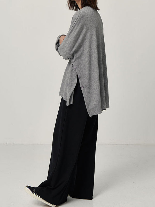 Casual Solid Column Wide Leg Pants