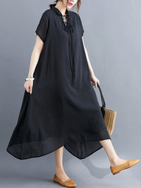 Original Solid Lapel Frenum Dress