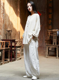 Soft Beige Ramie Cotton Blouse Outwear