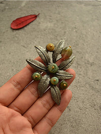 Vintage Leaves Tree Brooch&Necklace